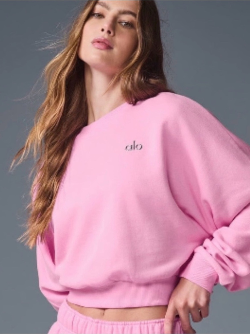 NWT ALO Yoga Pink Crew Sweatshirt